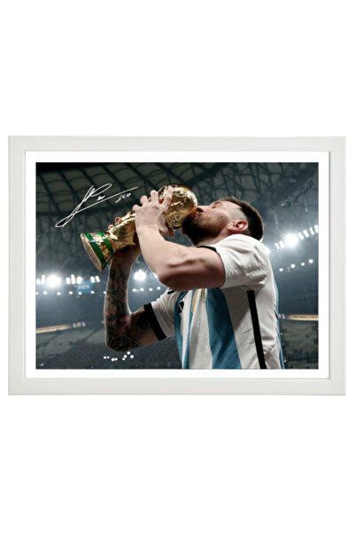 Boomah Accessories Lionel Messi Argentina Champion Autographed Poster with Fr...