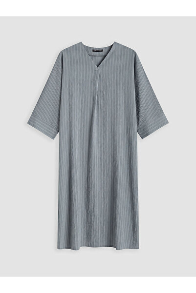 LC Waikiki Nevavm V-Neck Striped Modal Blend Dress with a Difference