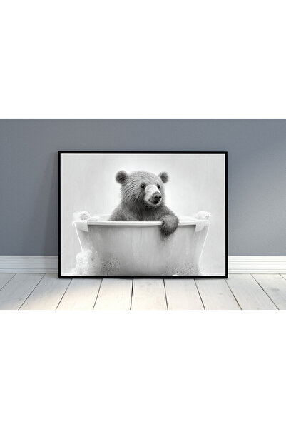Boomah Accessories Bear in Bathtub , Bathroom Wall Art, Nursery Poster with F...