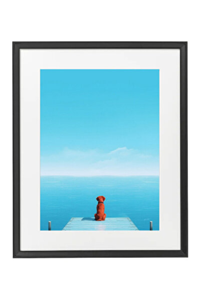 Boomah Accessories Dog Minimalist Ocean View, Blue Skies Poster with Frame 50...