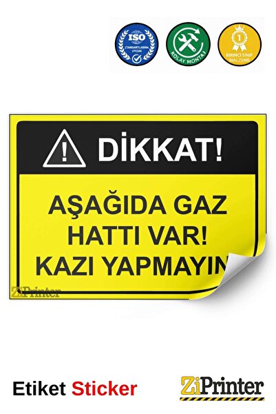 ZiPrinter انتبه! هناك خط غاز! لا تقم بالحفّ على الأثراء الأثرية! ملصق لافتة ت...
