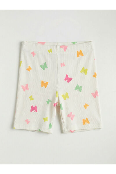 LC Waikiki Vizyon New Season Butterfly Printed Girls' Ribbed Leggings
