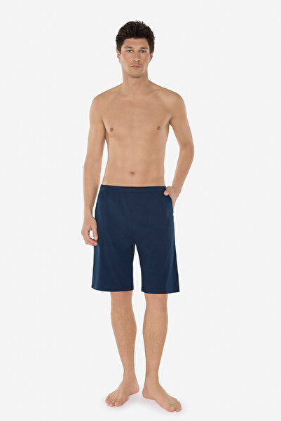 Malabadi Men's Navy Blue Cotton Elastane Pocketed Comfortable Fit Shorts Paja...