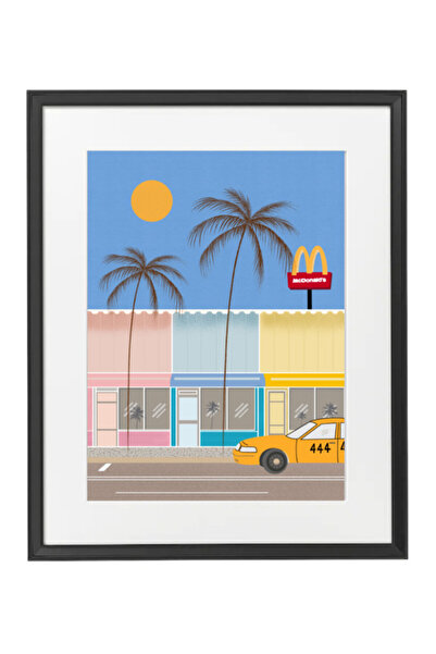 Boomah Accessories Miami City Street Travel Poster with Frame 50x40cm