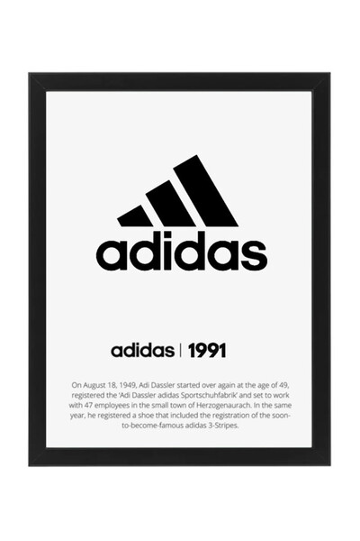 Boomah Accessories ملصق بشعار أديداس 1991 مع إطار مقاس 30x40 سم