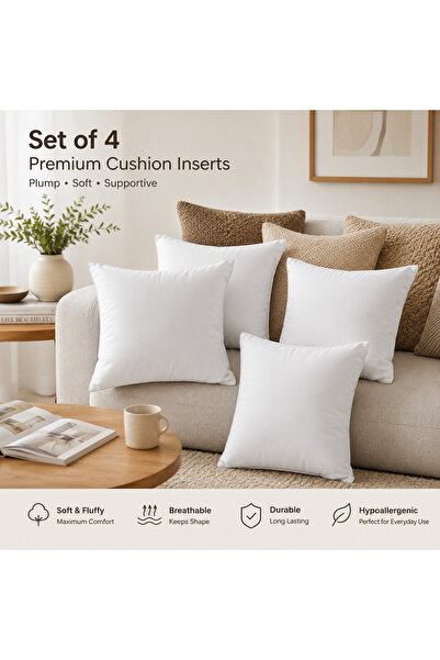 HOME AURAA Essential Set of 4 Cushions 45×45 White