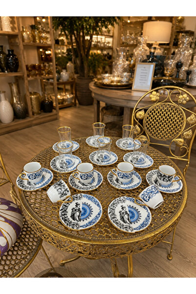 hediye Esterhomedecor 6-Person Porcelain Coffee Cup Set and 6-Person Tea Set