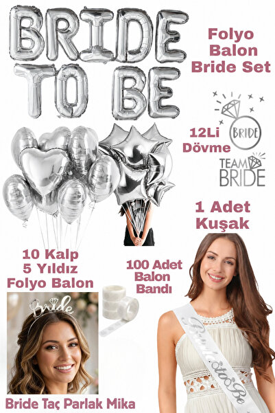 Baloncu Nene Set de baloane din folie Bride To Be, Set de petrecere pentru bu...