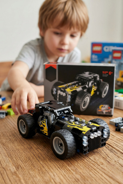 craftivio Educational 177-Piece Pull-And-Release Motorized Black Off-Road Veh...