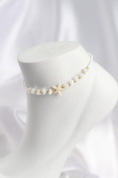 MEKs White Color Starfish Motif Anklet 5886 - Hep-1997-2396