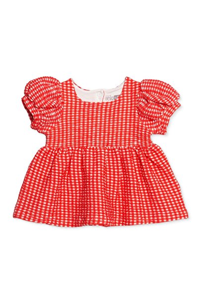 ebebek Hello Baby HelloBaby Kız Bebek Elbise Kareli Çıtçıtlı Bisiklet Yaka Kı...