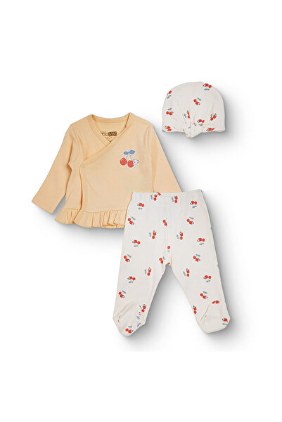 ebebek Hello Baby HelloBaby Kız Bebek Zıbın-Şapka-Alt Kalp Baskılı Çıtçıtlı V...