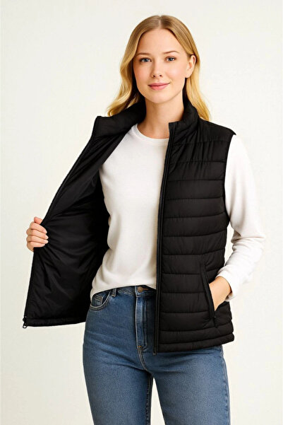 Efnaz style Inflatable Zippered Vest Water Repellent Quilted Lined Fabric Lig...
