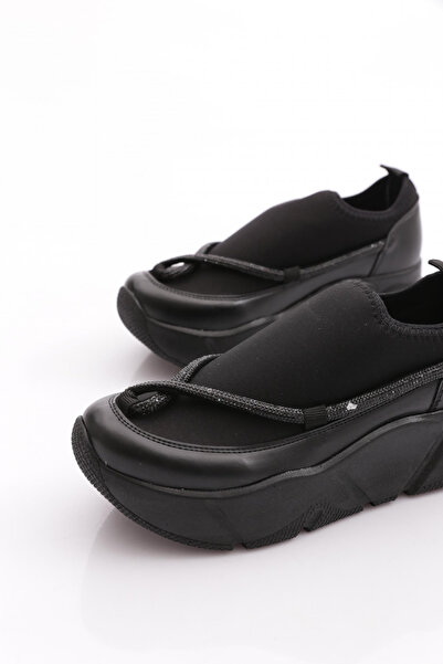 DGN M405 Kadın Kalın Taban Silver Taşlı İp Detaylı Sneakers Ayakkabı