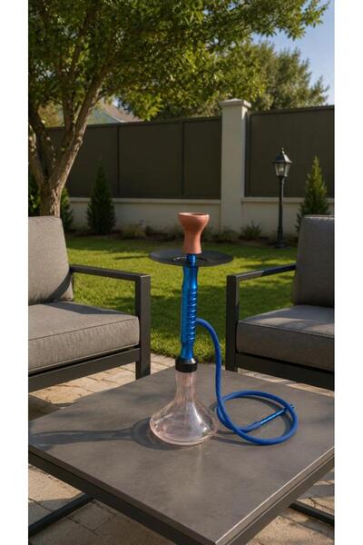 Hd Marketim Nargile Takımı 65 cm Büyük Boy Lüx Cam Nargile Seti – Modern Mavi...