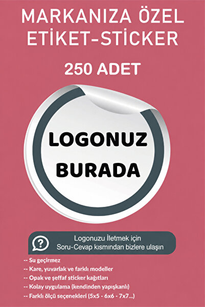 GSticker Kişiye Özel Firma Şirket Marka Butik Logo Sticker Paketleme Kargo Am...