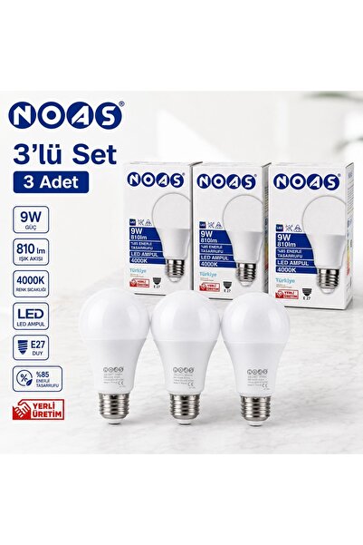 Noas Led Ampul 9W Tasarruflu 4000K Ampül