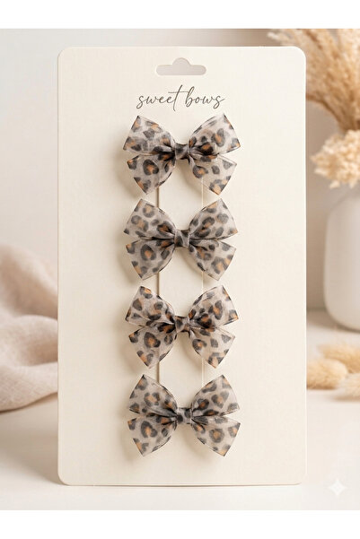 Laria Leopard Patterned 4-Piece Baby Girl Hair Clips