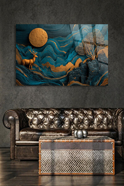TAULART DECOR ARTISTIC MODERN DE PERETE CU TEMATICĂ DE CERBURI ȘI NATURĂ, TAB...