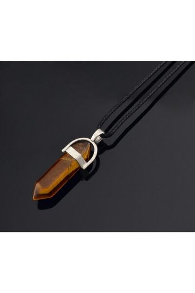 Zodyak Doğal Taş Tiger Eye Natural Stone Necklace - Dgk0001