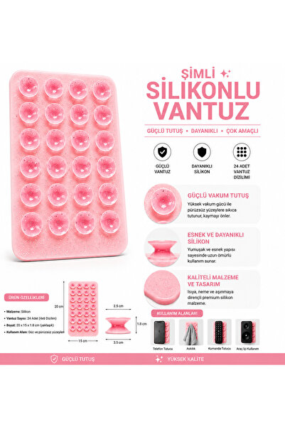 HYPERSOFT Tüm Telefonlarla Uyumlu Yapışkanlı Kaymaz Simli Silikon Vantuz Tele...