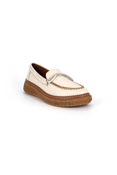 Mammamia D26Ya-7735 Cream Color Genuine Women's Daily Casual Shoes