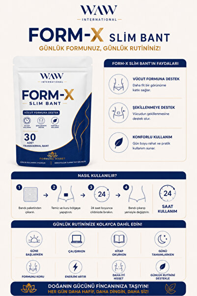 waw international FORM-X Slim Göbek Basen Bandı 30 Adet + Hindiba Kahvesi 150 g