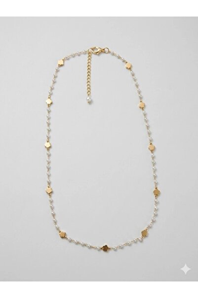 ALVERA COLLECTION White Glass Pearl Necklaces 40+5 cm - Kl0307