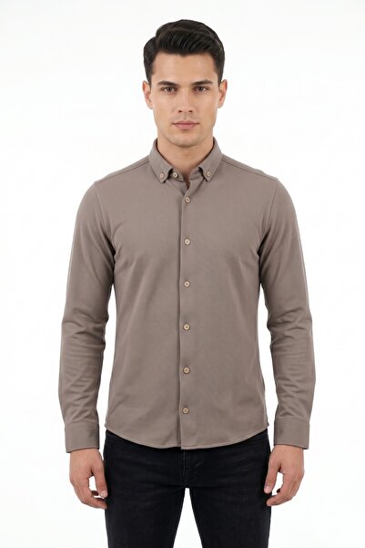 ADVANTE Men's Sport Slim Fit Long Sleeve Honeycomb Textured Shirt Bgl-St05482
