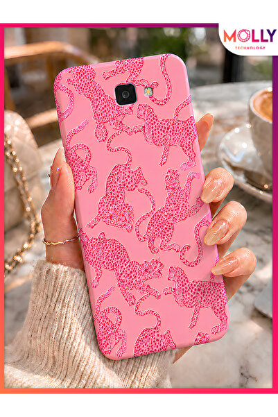 Molly SAMSUNG GALAXY J7 PRİME İçin Pink Predator Desenli İçi Kadife Silikon K...
