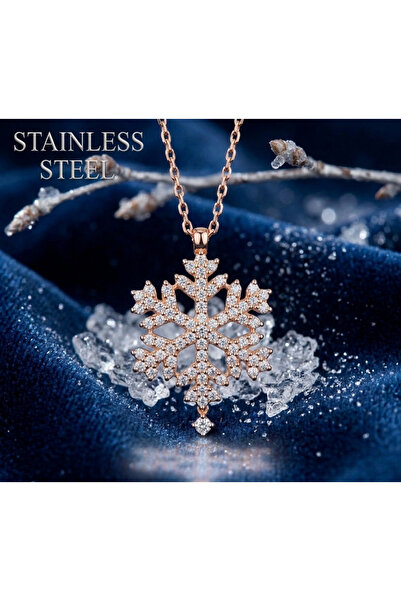 stainless steell قلادة من الفولاذ المقاوم للصدأ موديل ندفة الثلج مرصعة بحجر ا...
