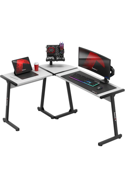 Huzaro Birou de gaming de colț, Hero 6.0, 147 x 112 cm, Metal-MDF, Alb