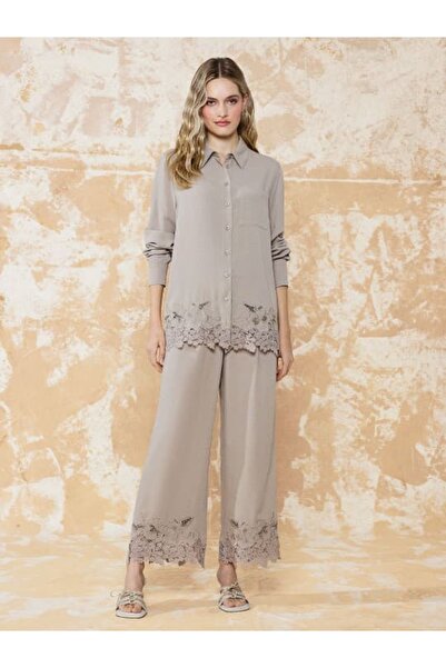 Unique - Linen Fabric Lace Embroidered Set