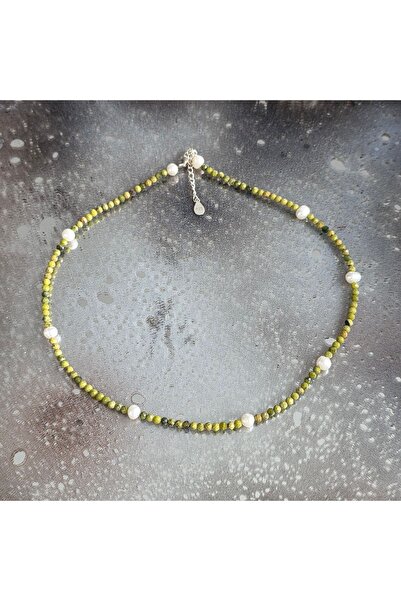 DRUZY Colier cu jad verde si perle, Nara #48