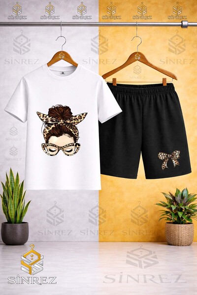 SİNREZ Tricou cu imprimeu GIRL'S LEOPARD RIBBON pentru copii - Set pantaloni ...