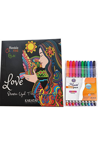 Karatay Yayınları Yeni Mandala Art Therapy Colouring Relax Love + 10'lu 04mm ...