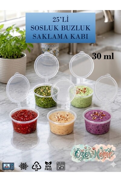 troykar 25 adet 30 cc Şeffaf Kapaklı Sos Kabı,Sızdırmaz Sosluk,Tadım Ketçap,M...