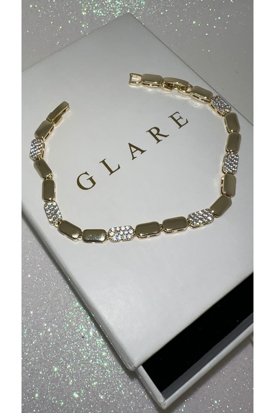 GLARE JEWELRY CO سوار من الفولاذ المقاوم للصدأ طراز بيزك موديل زيركون بتفاصيل...