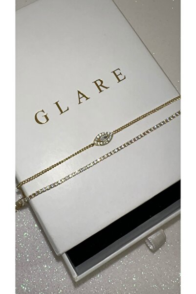 GLARE JEWELRY CO سوار من الفولاذ المقاوم للصدأ طراز بيزك موديل زيركون ستون دب...
