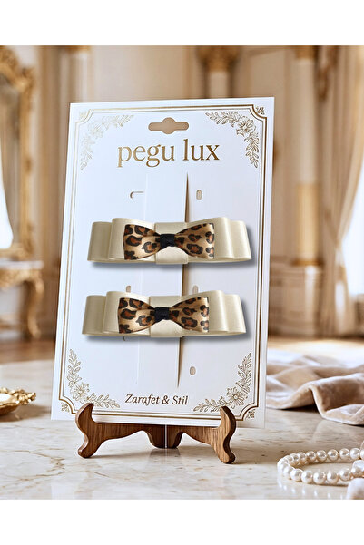 pegu baby collection Set de 2 agrafe de păr cu panglică din satin ecru, cu ca...