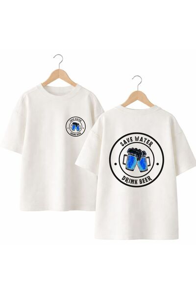 playwear Save Water Tricou cu decolteu rotund, imprimat pe spate și pe piept,...
