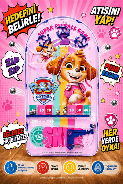 BigsToy PinBall Paw Patrol Eğitici Retro Oyuncak Skye ZRN82Skye