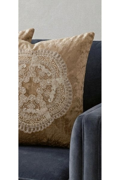 DAHABELLA LUXE HOME Premium French Lace Velvet Cushion Cover Set of 2 45X45 cm