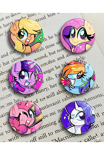 Toum My Little Pony Tasarım 6'lı Rozet 70 mm PVC Kaplı Çanta Ceket Yaka Akses...