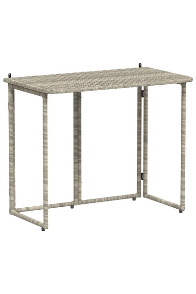 vidaxl Light Grey Folding Garden Table 90x51x75 cm Poly Rattan