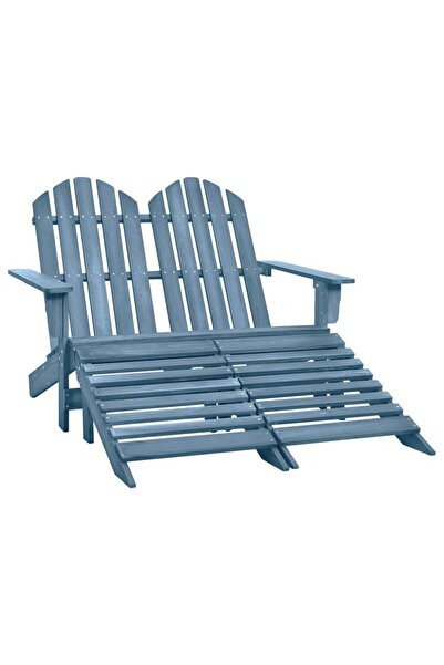 vidaxl Scaun grădină Adirondack 2 locuri & otoman, albastru, lemn brad