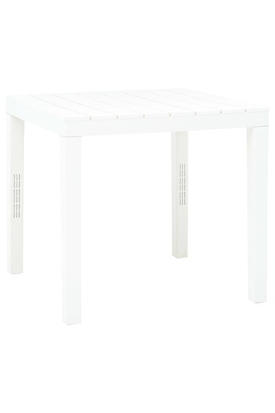 vidaxl Garden table, white, 78 x 78 x 72 cm, plastic