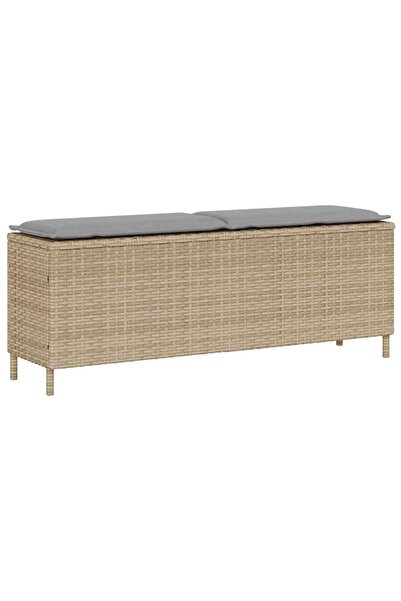vidaxl Garden Bench with Pillow Beige 110x30x40.5 cm Poly Rattan