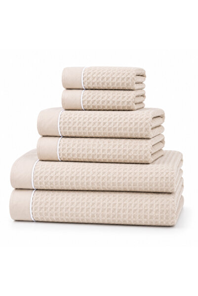 Donetella Pack of 6 Waffle Towel Set – 310 GSM Microfiber, Soft, Absorbent & ...
