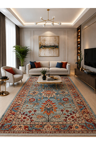 Babil Home Dekoratif Halı Kaymaz Taban Leke Tutmaz Yıkanabilir Kilim Özel Ölç...